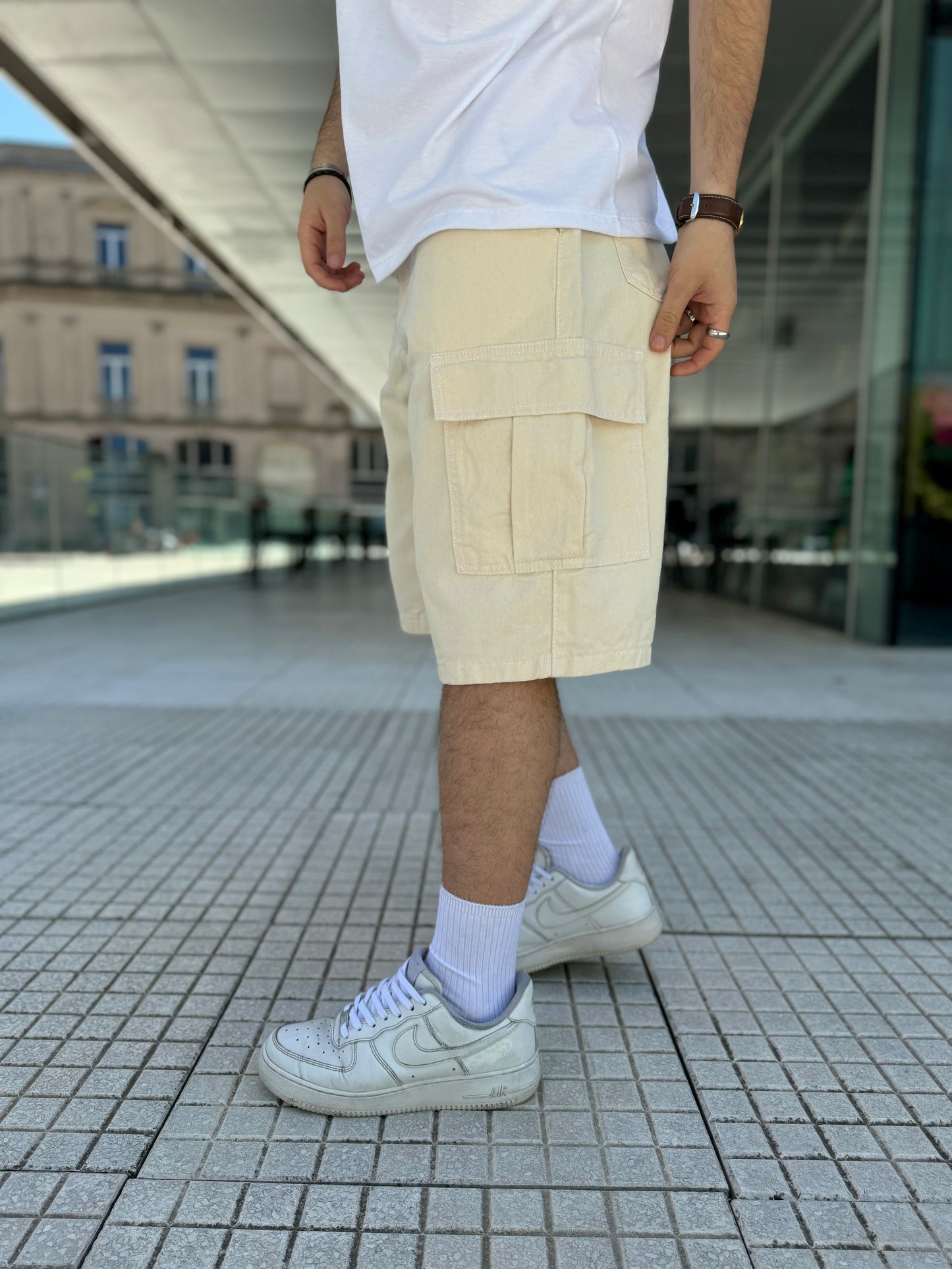 BERMUDA BAGGY cargo Crem