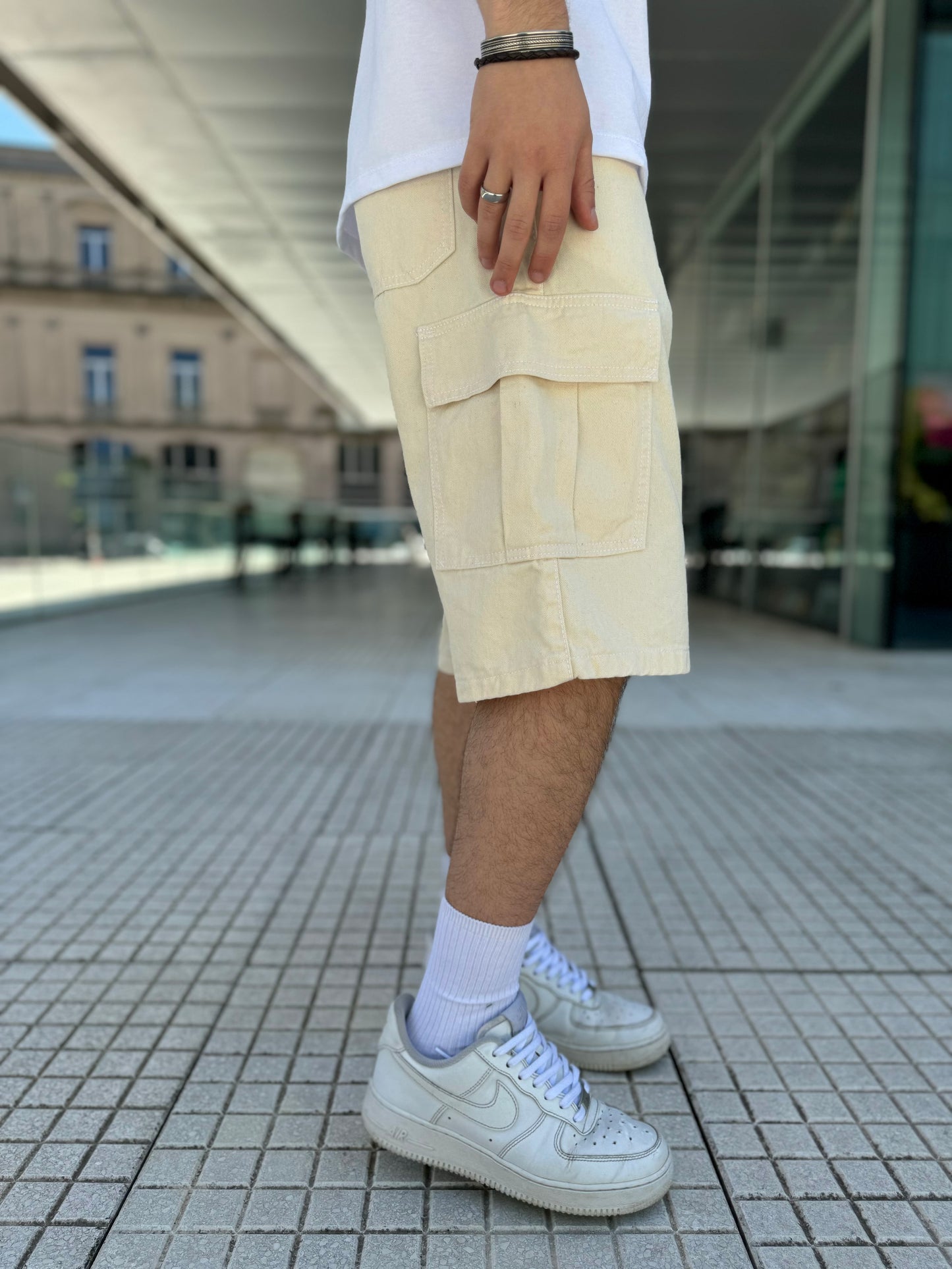 BERMUDA BAGGY cargo Crem