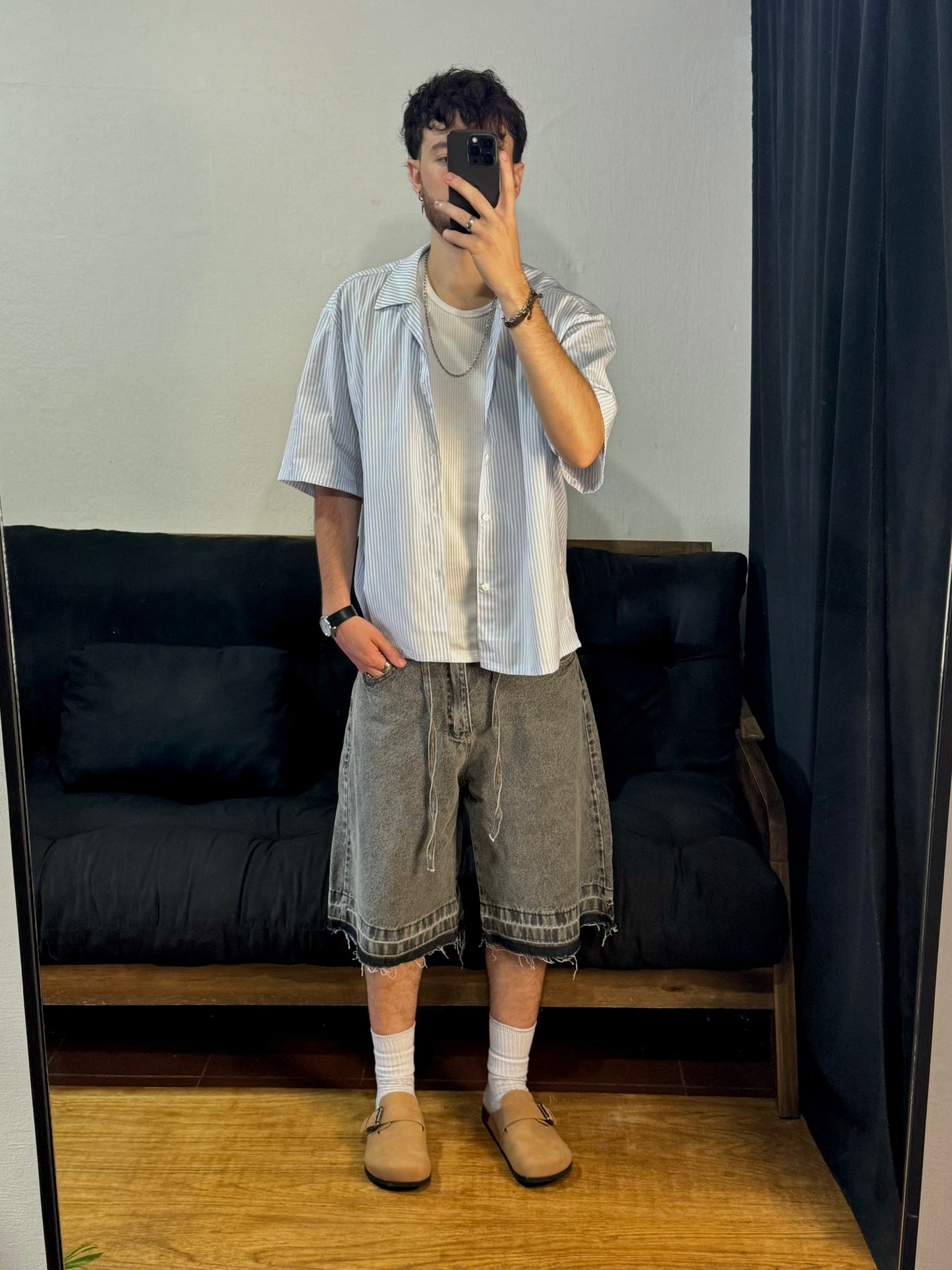 Camisa LINE Boxy fit Celeste