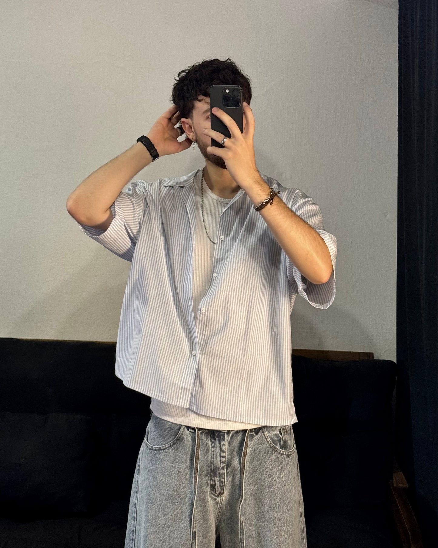 Camisa LINE Boxy fit Celeste