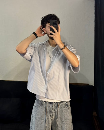 Camisa LINE Boxy fit Celeste
