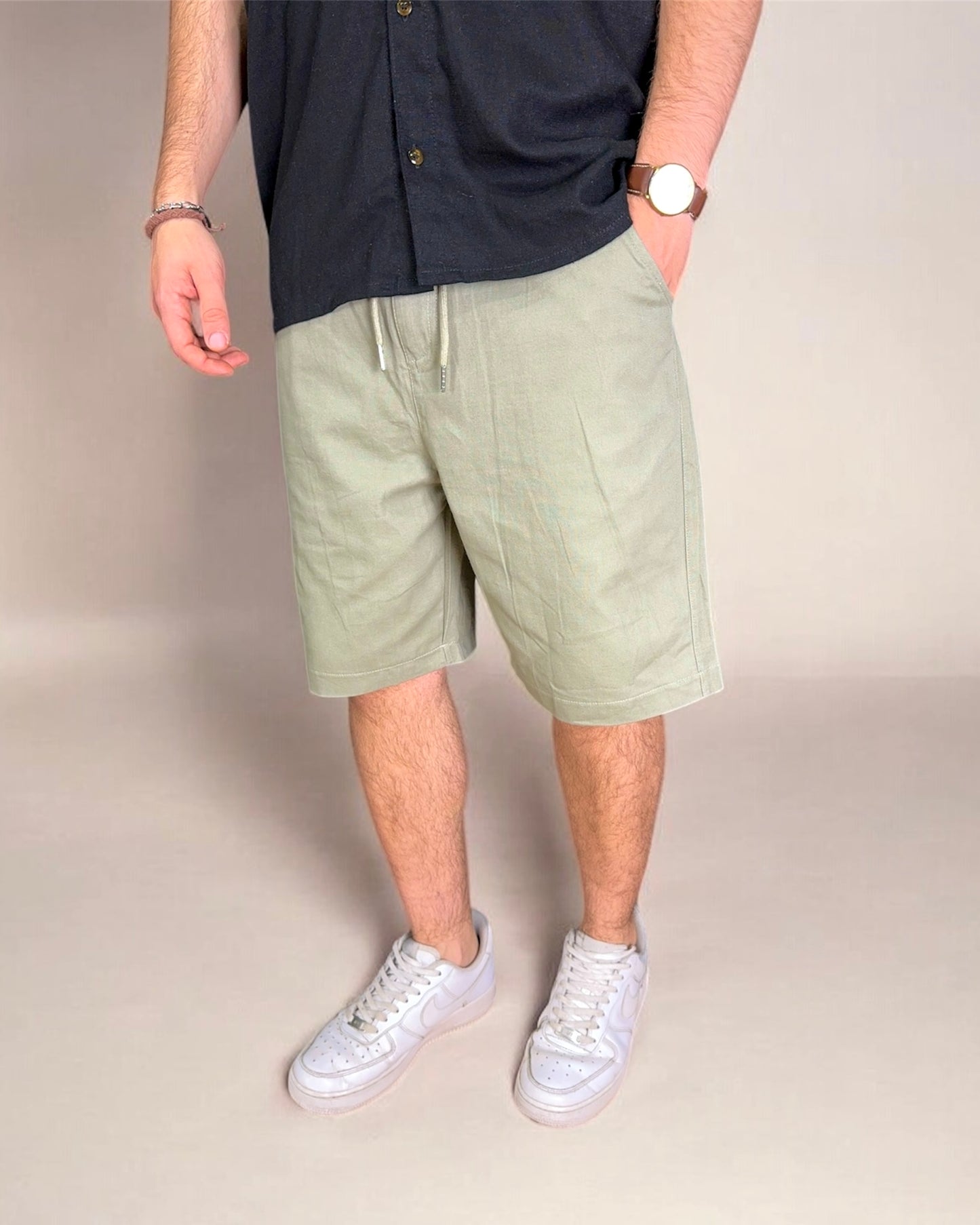 Bermuda de Lino - Verde Oliva