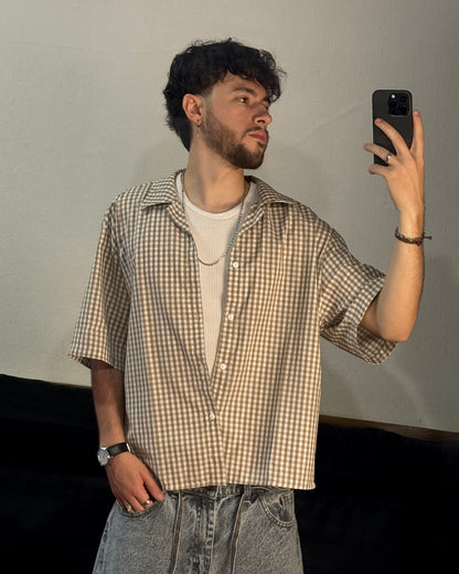 Camisa PLAID Boxy fit Marrón