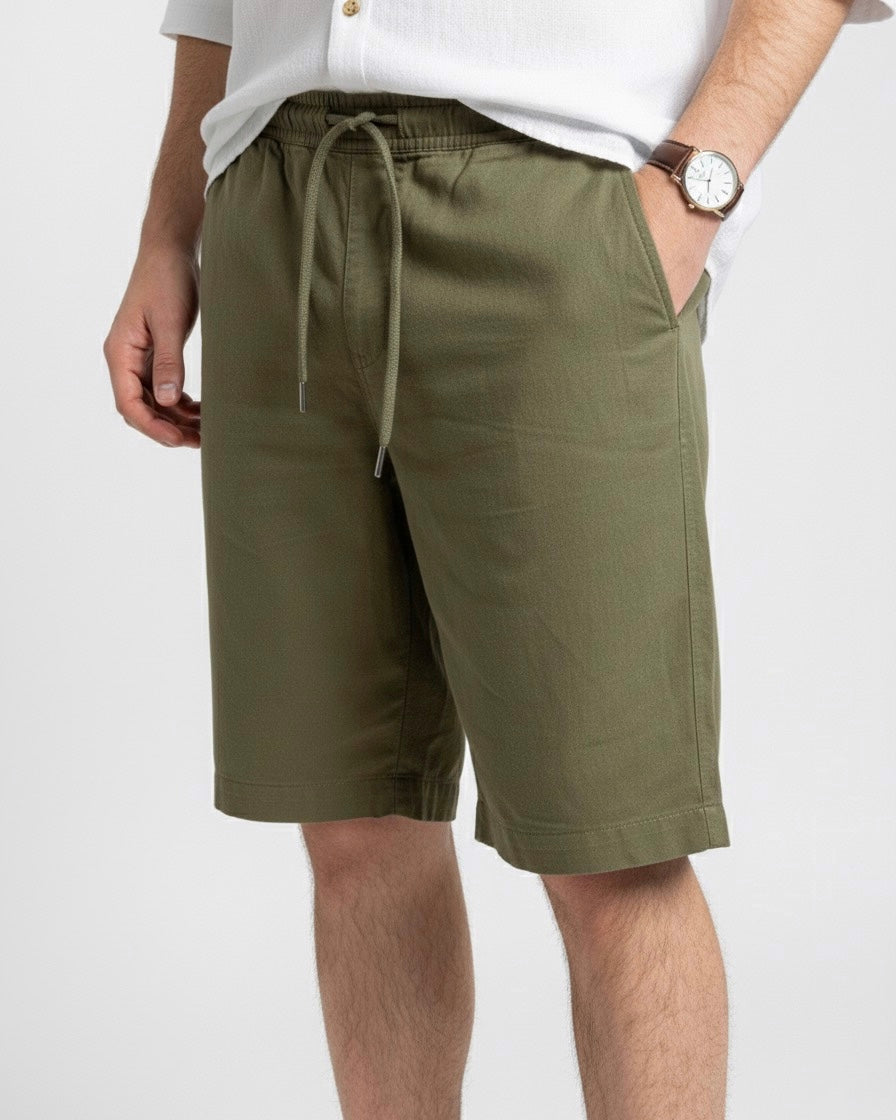 BERMUDA de LINO Verde Oscuro