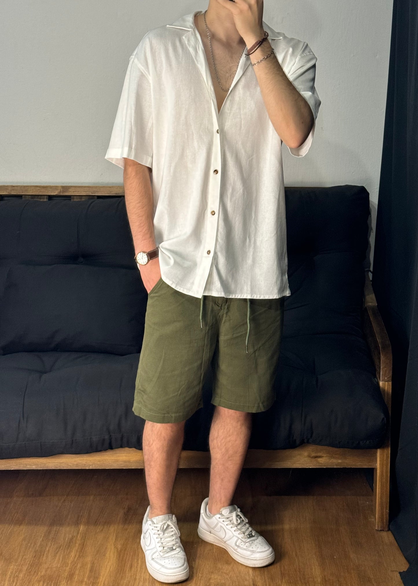 Bermuda de Lino - Verde Oscuro