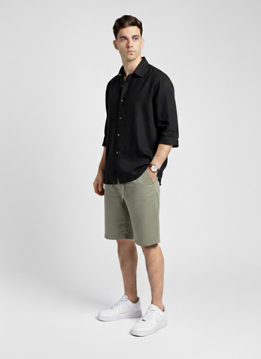 BERMUDA de LINO Verde Oliva