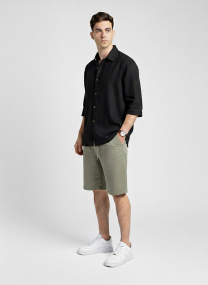 BERMUDA de LINO Verde Oliva