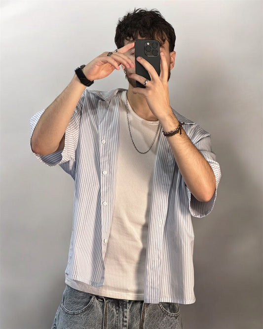 Camisa LINE Boxy fit Celeste