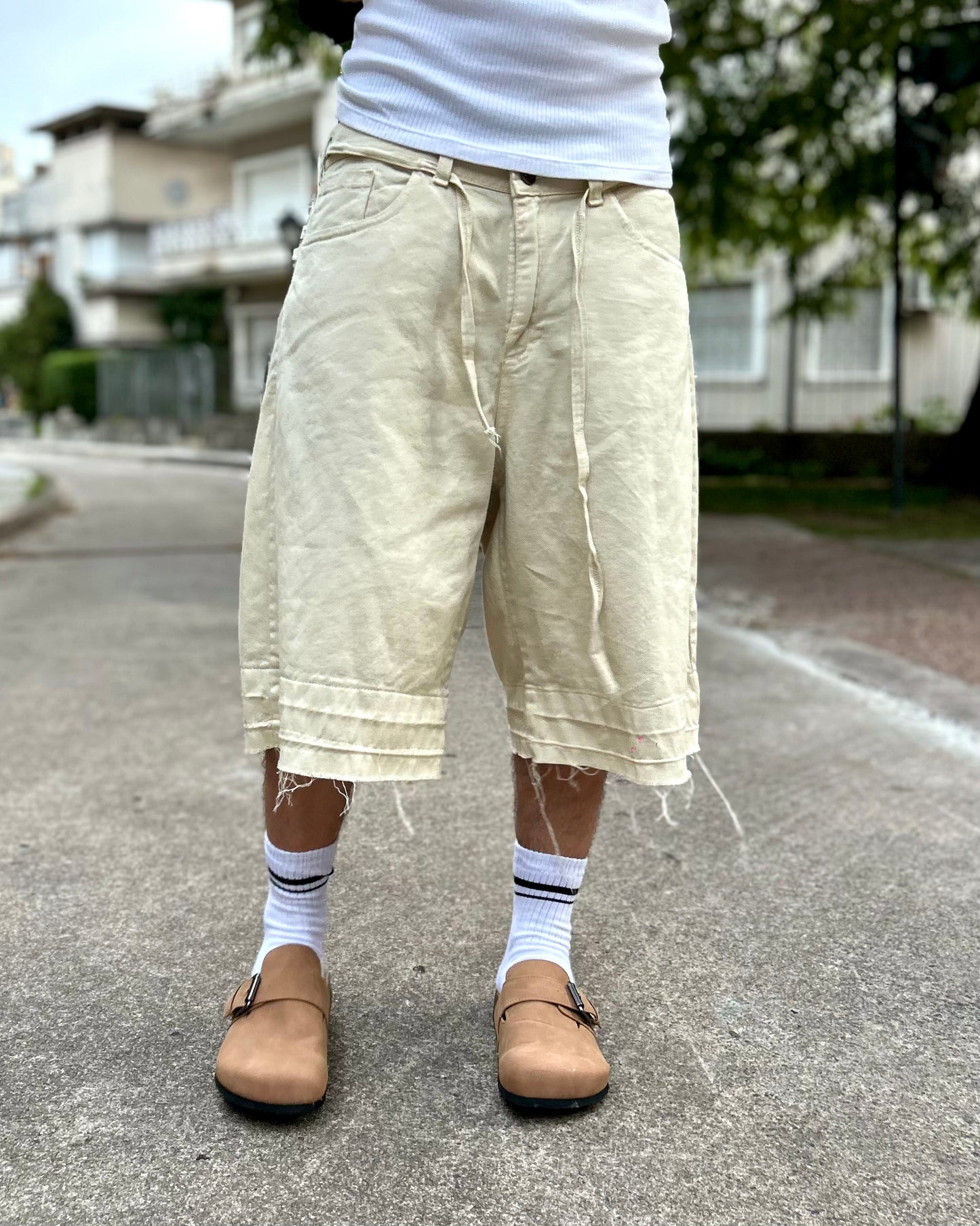 Bermuda BAGGY Beige Creem