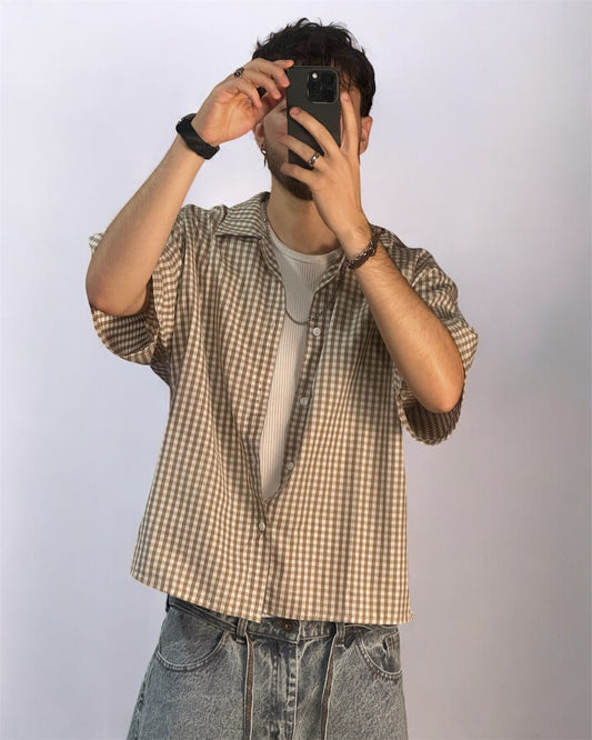 Camisa PLAID Boxy fit Marrón