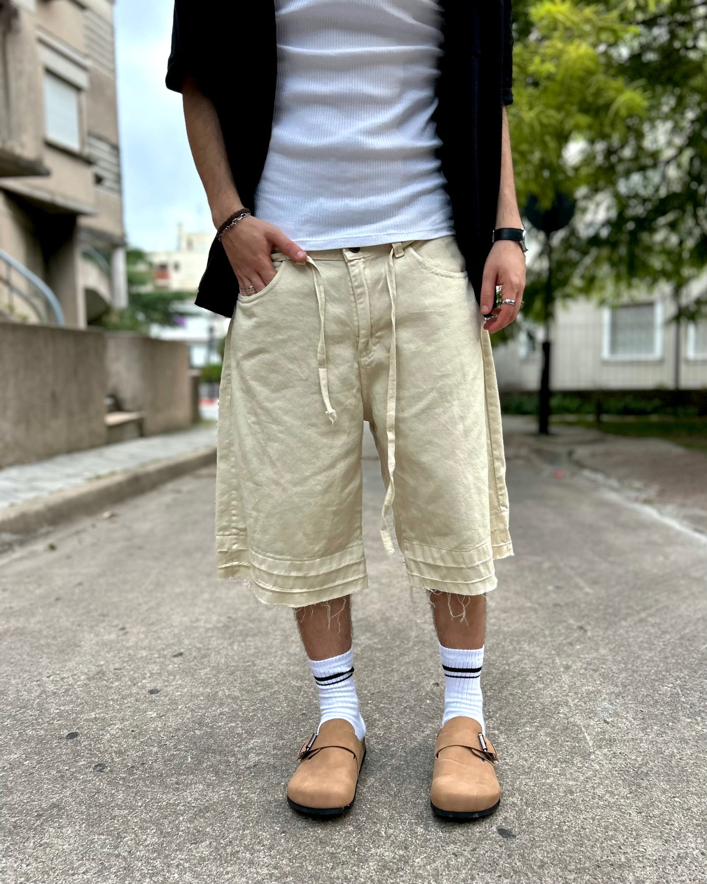 Bermuda BAGGY Beige Creem