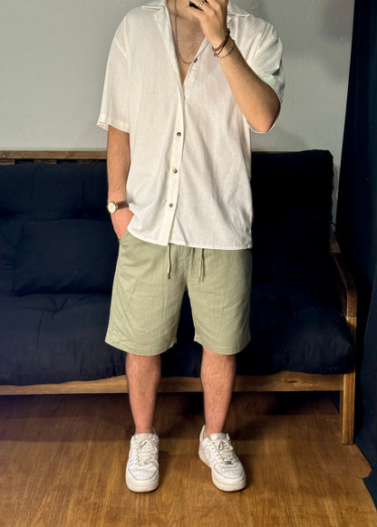 Bermuda de Lino - Verde Oliva